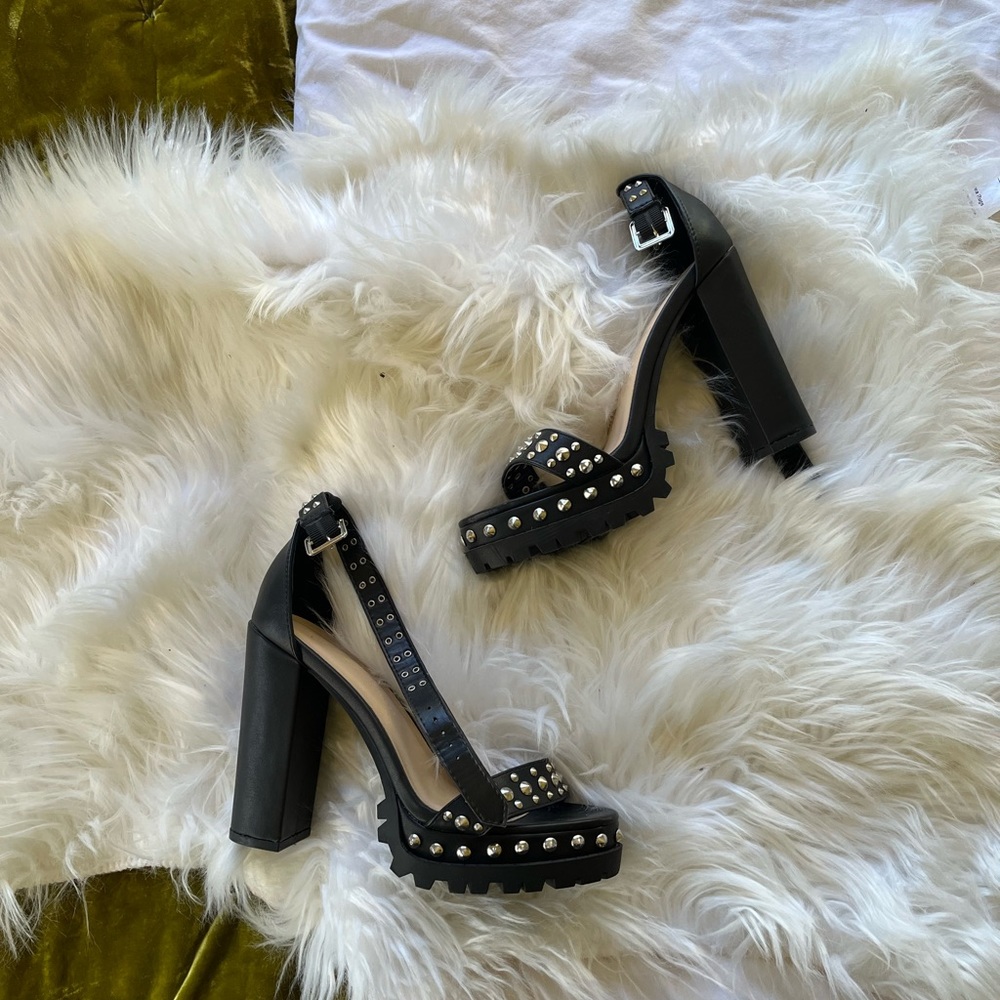 Wild Diva Lounge Spiked Strap Heels, 7 1/2
